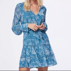 PAIGE Silk Christine Mini V-Neck Dress Sz Med